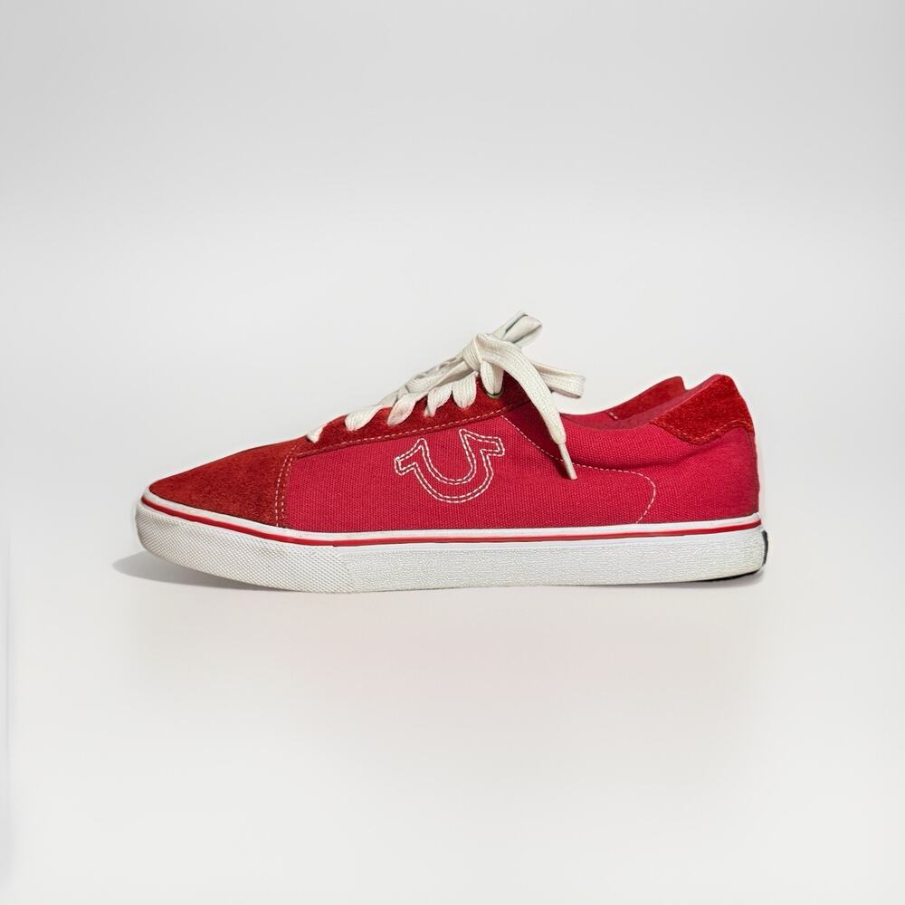 True Religion Nuno Red Canvas Suede Sneakers Shoes Mens Size 13 Casual